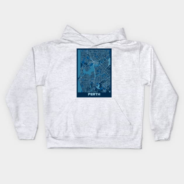 Perth - Australia Peace City Map Kids Hoodie by tienstencil